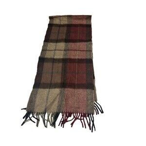 Peterborough Row Bloomingdale’s Cashmere Wool Dark Plaid Winter Scarf